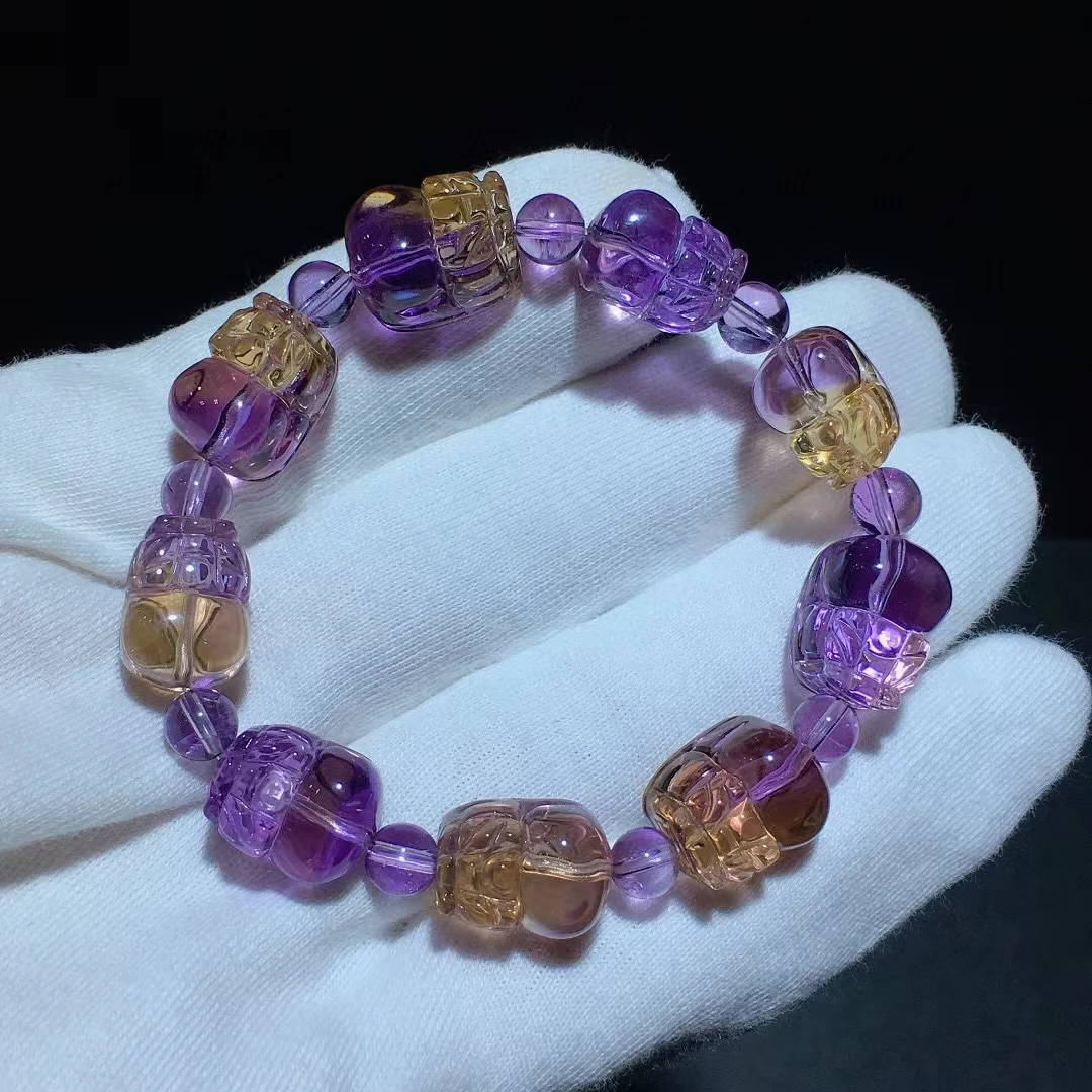 Natural Ametrine Quartz Bracelet Pi XiuWomen Men Clear 13.7*10.4*9.6mm Purple Yellow Ametrine Beads Brazil Genuine AAAAA