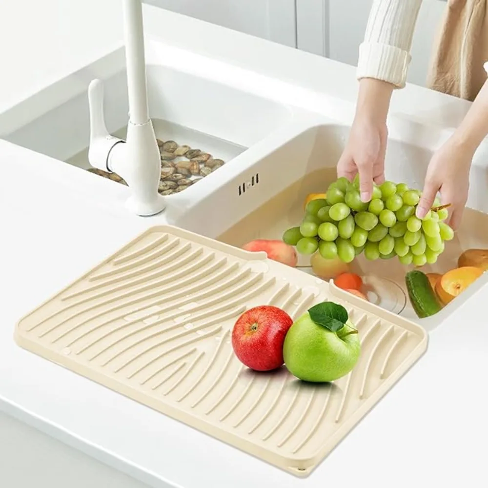

Heat Resistant Silicone Draining Board Mat Large size Diversion Opening Slope Kitchen Dish Drainer Pad Nonslip Dish Drying Mat