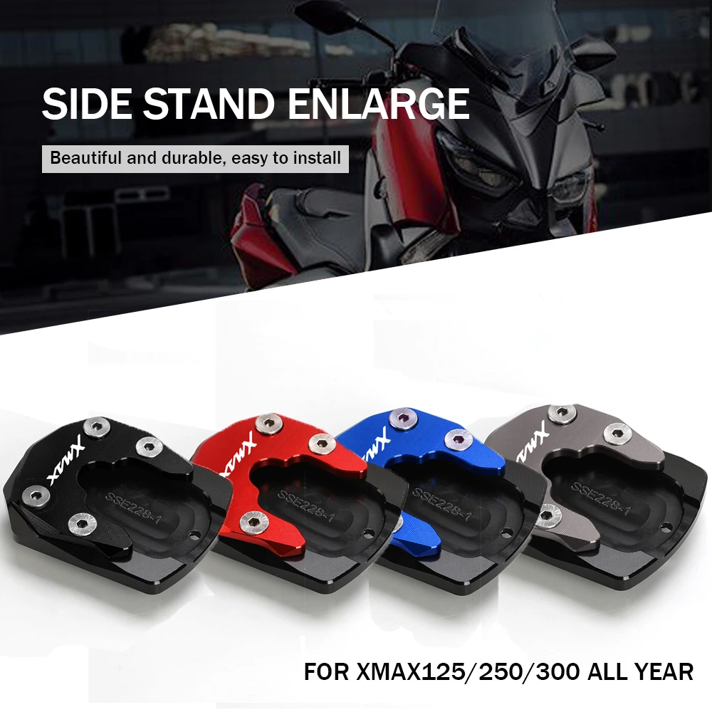 

Kickstand Side Stand FOR YAMAHA XMAX 125 250 300 All Years Extension Side Assist Pad Plate Cover Aluminum Motorcycle Accessories