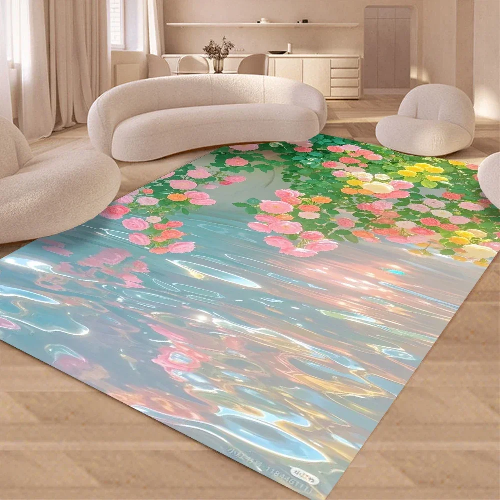 

Приморский летний ковер с цветами для дома, гостиной, спальни, дивана, коврик для двери, декор, детский игровой ковер, напольный коврик, подарок