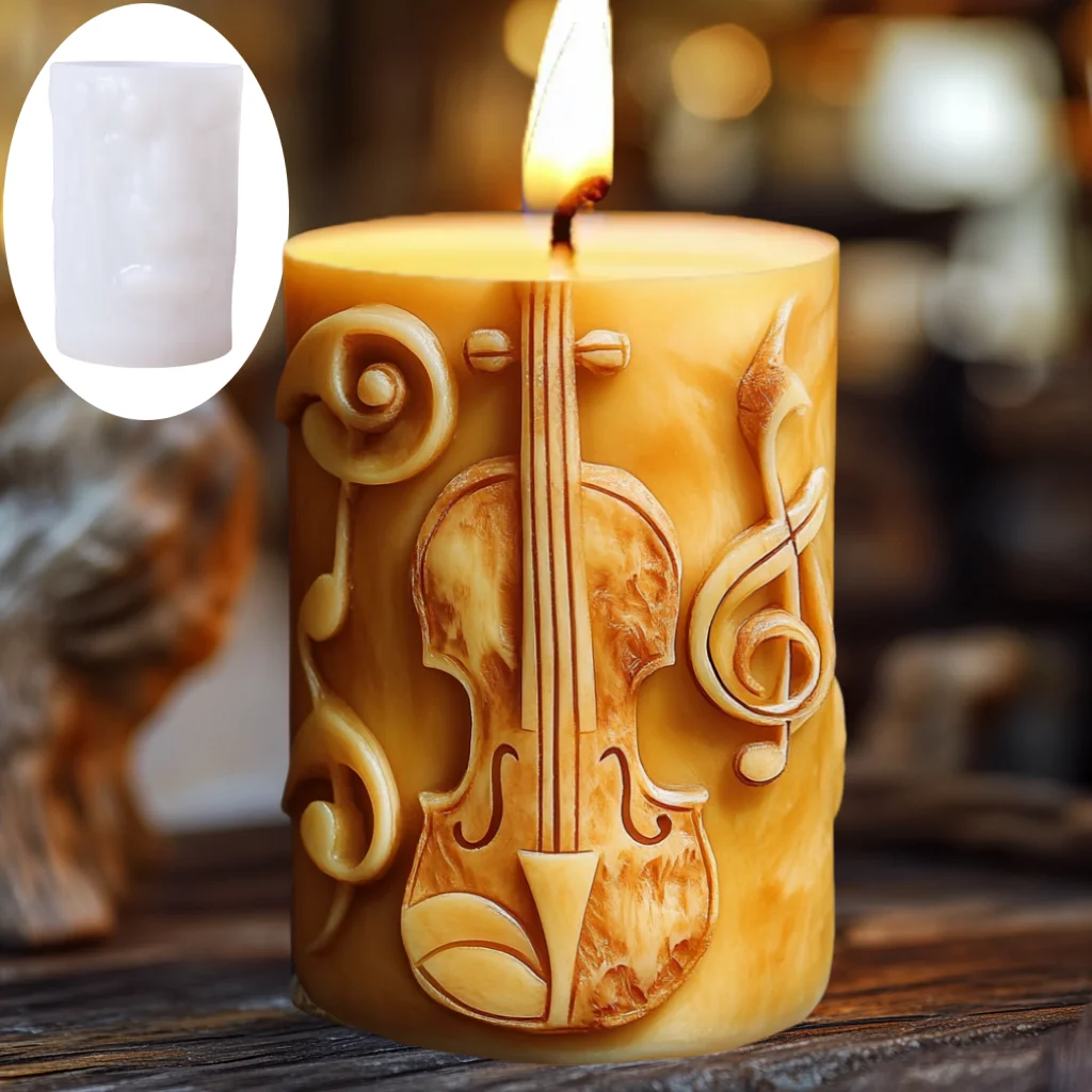 Gitara relief cylindryczna świeca silikonowa forma skrzypce uwaga relief cylindryczna forma instrument muzyczny skrzypce żywica formy gipsowe — zdjęcie 5