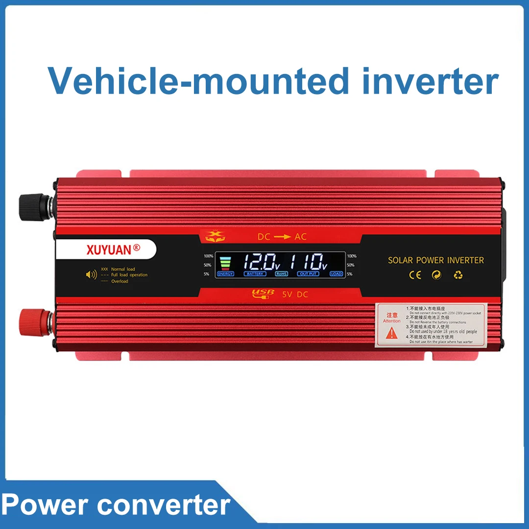 Car Inverter 12V/24V To 110V Solar Home Power Converter 6000W Digital Display US Standard 1000W6000W7000W