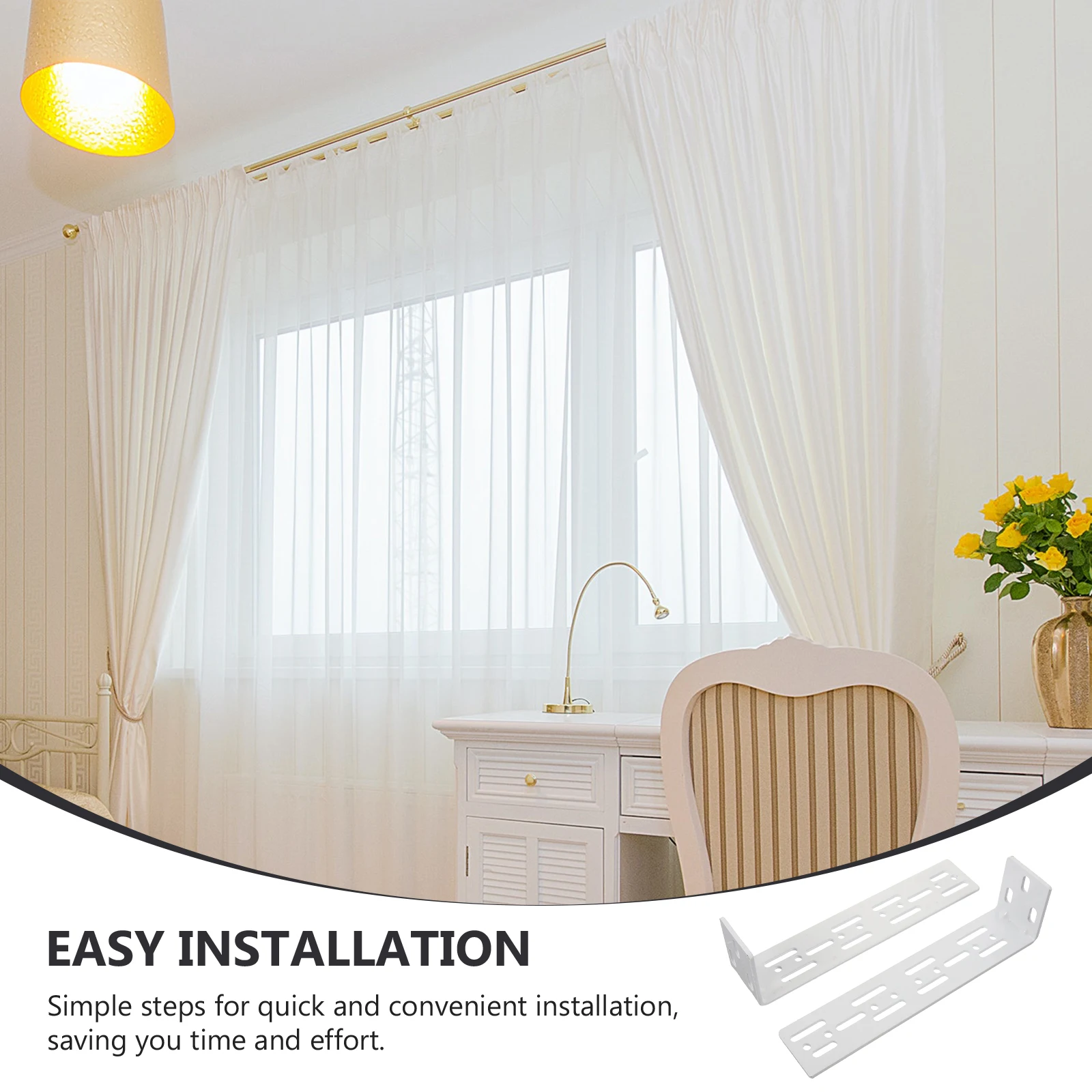 2Pcs Electric Curtain Track Accessories Silent Design Easy Installation Wall Mount Bracket Wall Curtain Track