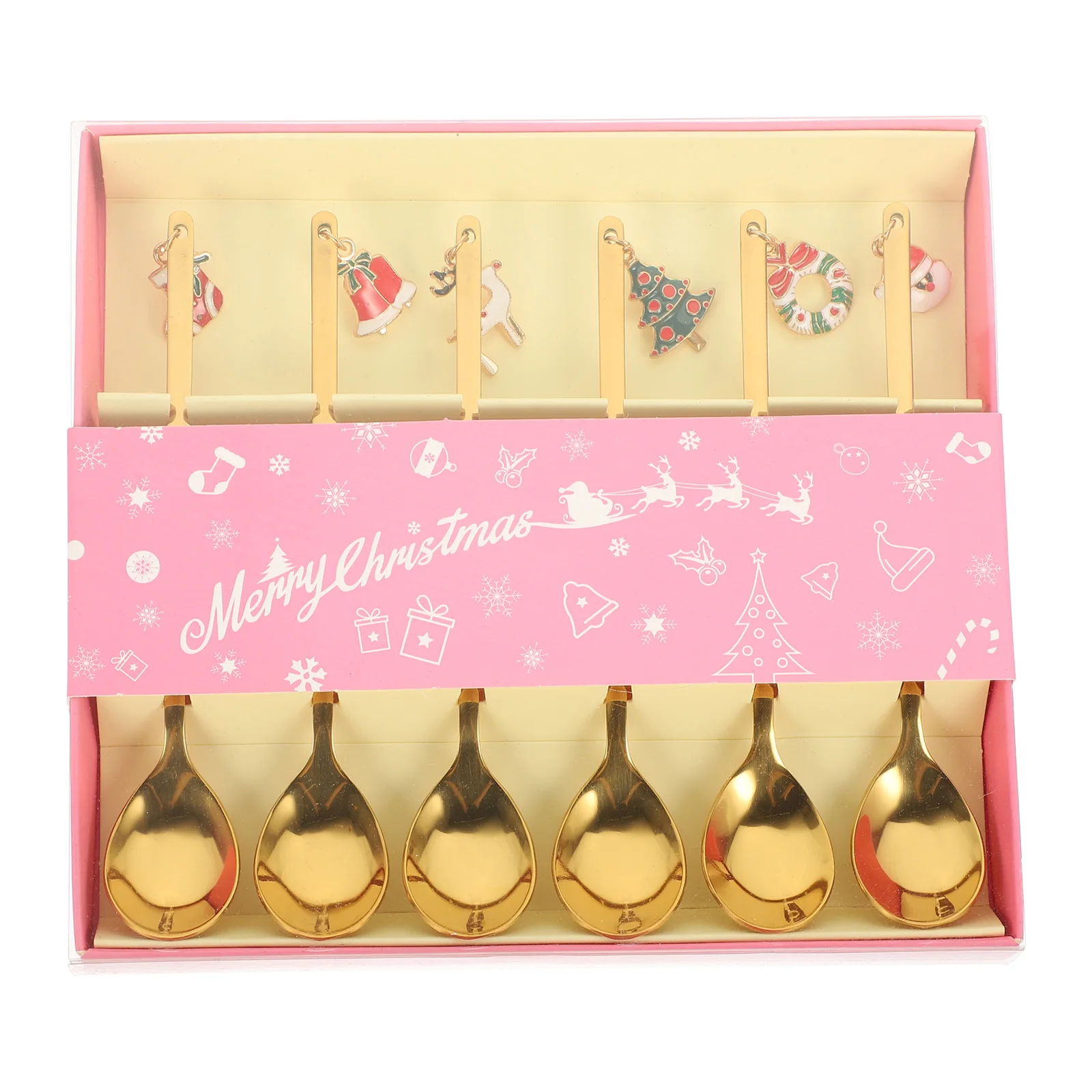 

1Set Stainless Steel Coffee Dessert Spoon Christmas Theme Creative Design Ice Cream Cake Scoop Party Spoon Cake Scoop