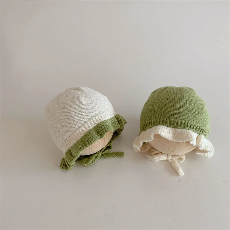 Baby Hat Korean Style Autumn Winter Baby Girls Knitted Hat Newborn 1 Year 2 Years Little Girls Warm Ear Hat Baby Accessories