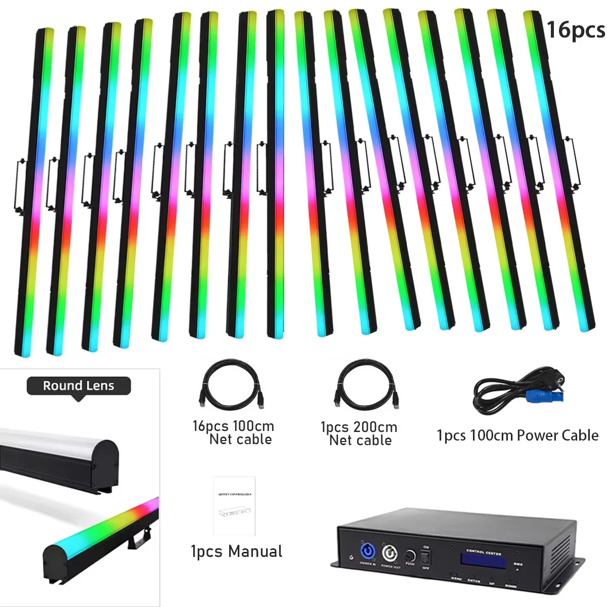 RGB 3in 1 LED 픽셀 라이트 스트립 KTV 극장 강당 무대 콘서트 조명 DMX 모드가 있는 Artnet 제어 상자