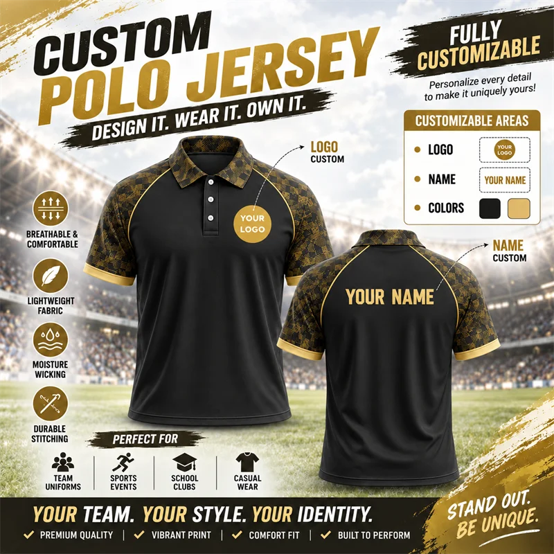 Personalized Sports Polo Custom Name Logo Color Short Sleeve Performance Shirt for Company Promotion Staff Events Uniform Wear