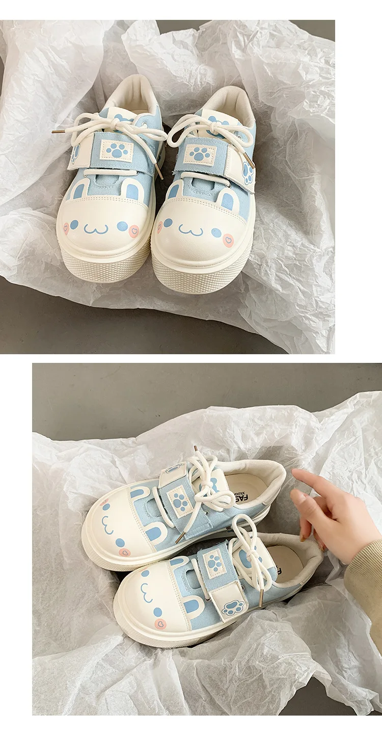 Kuschelige Katzenpfoten-Canvas-Schuhe, Schnür-Sneaker mit Kätzchen-Patchwork für Damen, Plateau-Schuhe aus Kunstleder, Lolita-Chunky-Trainer – Detail 19