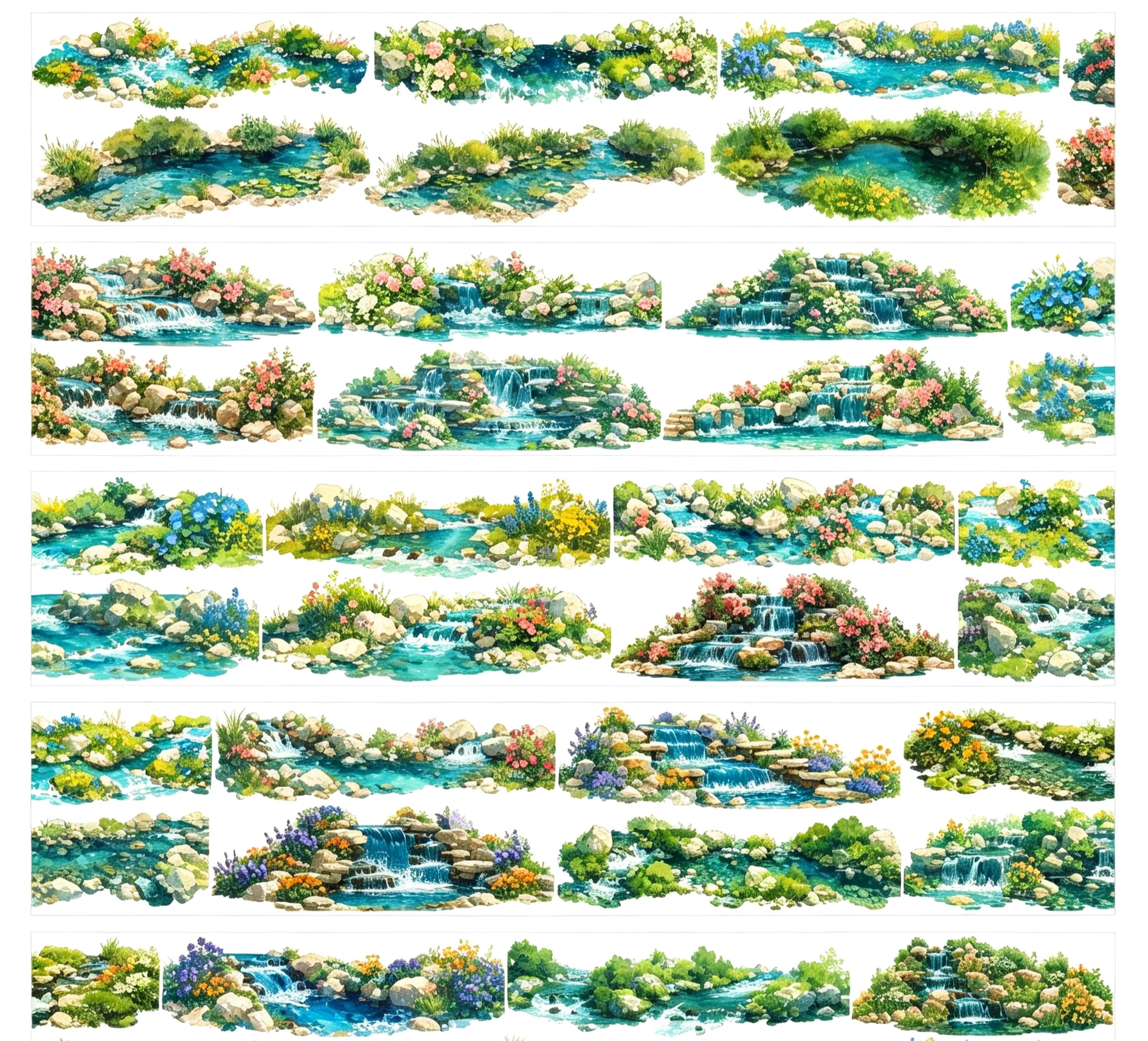 8.28 1 loop Ancient Chinese Landscape Washi Tape, Fantasy Floating Island, Mountain Forest, DIY Scenery Journal Sticker Decals