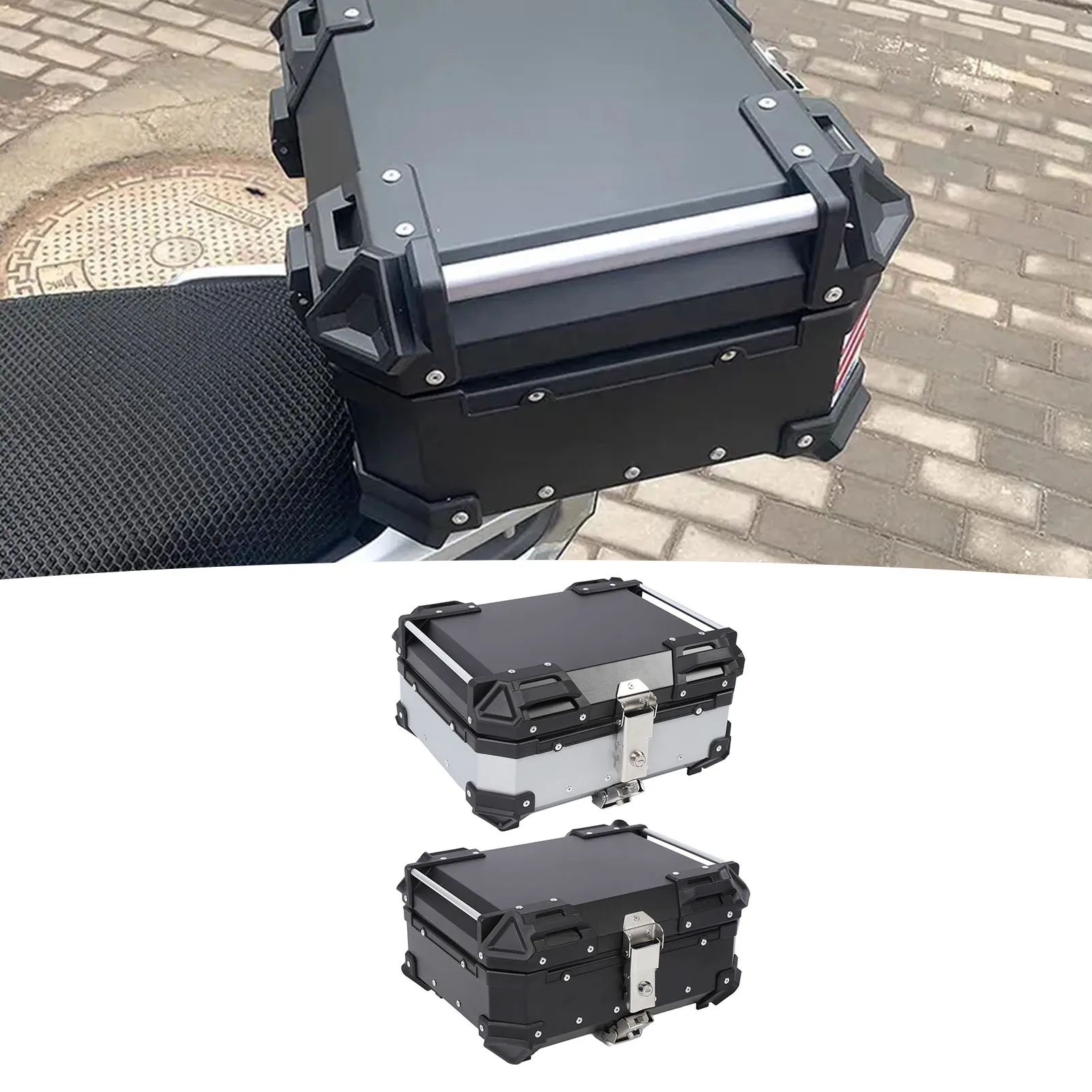 

Мотоциклетный кофр с быстросъемным креплением, из алюминиевого сплава, со светоотражающей полосой, противоугонный, задний, с замком безопасности для шлема и багажа