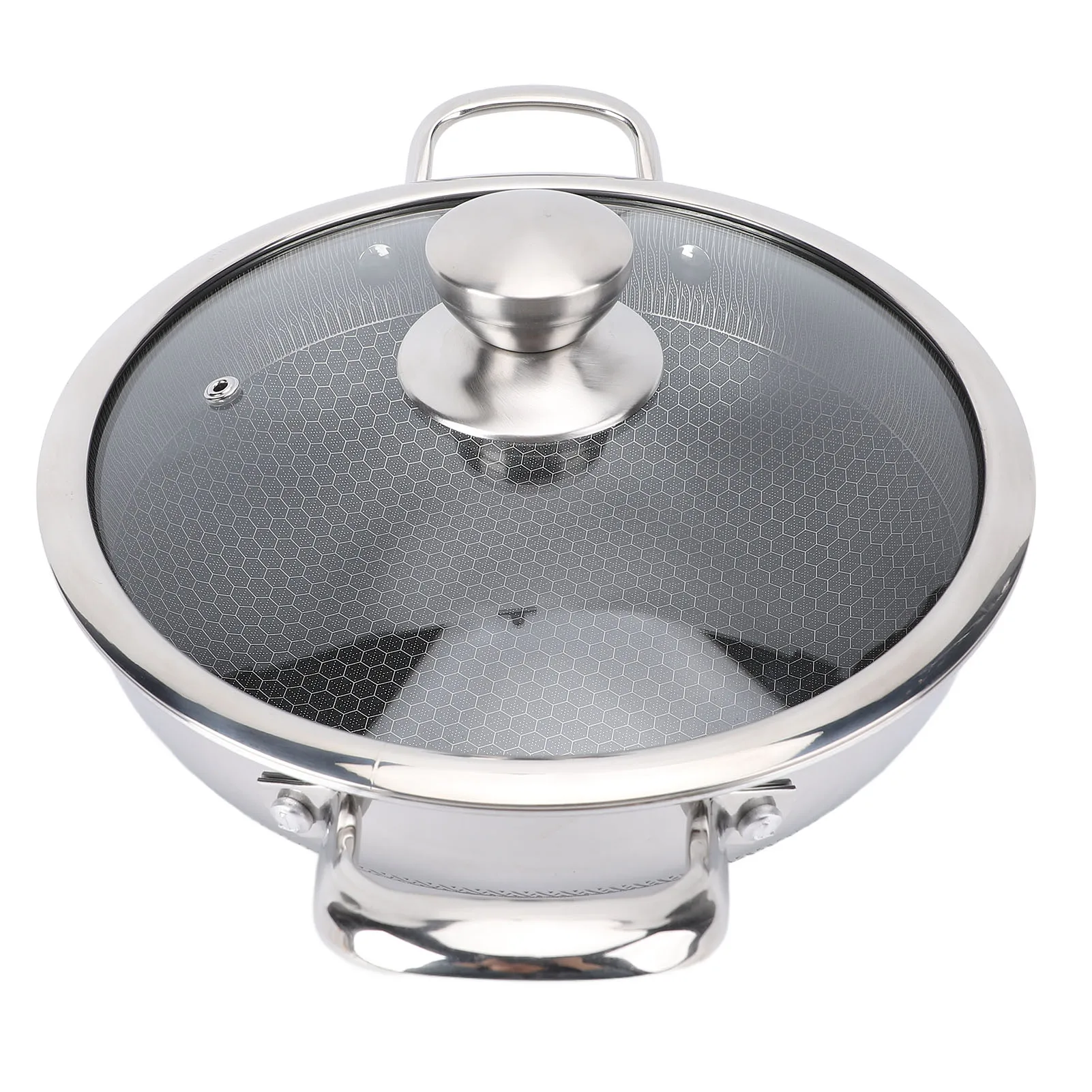 Nonstick Frying Pan Dishwasher Safe Skillet Induction Cooker Gas Range Compatible Double Sided Honeycomb Pan with Lid 316 Stainl