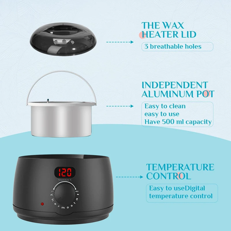 2026 500ml Wax Heater Machine For Hair Removal Wax Beans Warmer with Digital Display Screen Depilatory Wax-melting Pot