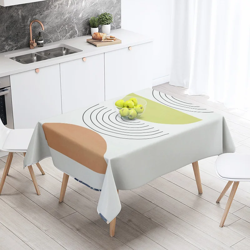 Nordic Light Luxury Abstract Geometric Tablecloth Anti-fouling Dining Table Cloth Coffee Table Tablecloth Decoration modern