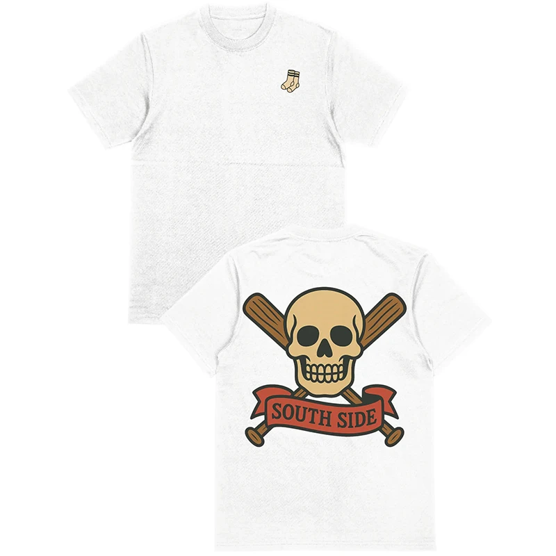 

Summer Trendy Design Pure Cotton Clothing Skull Cartoon Personality Graphic Round Neck Sports Men and Women Street Wear