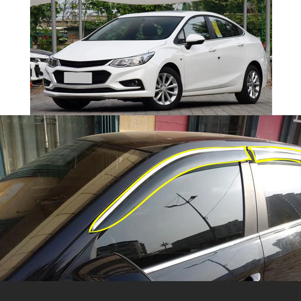 

Car Sticker Plastic Window Glass Wind Visor Rain/Sun Guard Vent Parts For CHEVROLET Cruze Sedan 2017 2018 2019 2020 2021