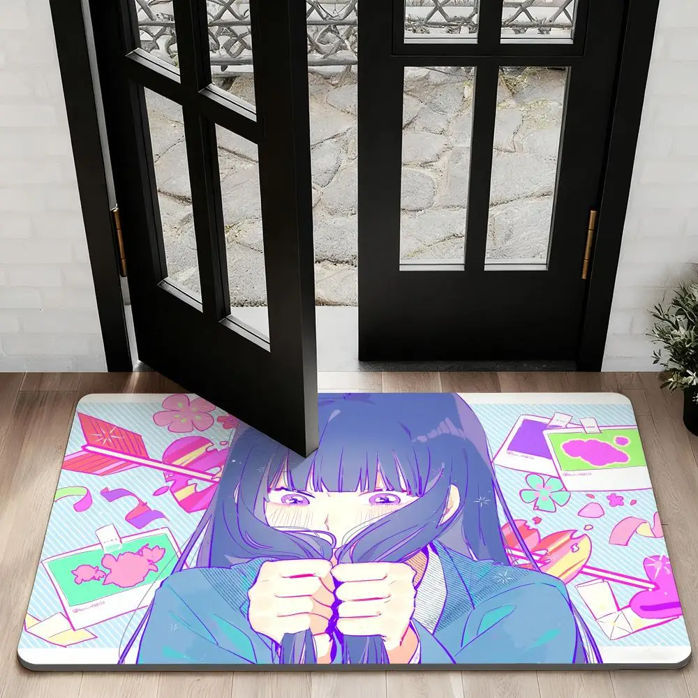 

cartoon K-Kimi Ni TodokeS Floor Mat Diatom Bath Mat Absorbent Quick Dry Non-Slip TPR Backing Soft Plush Draining Rugs