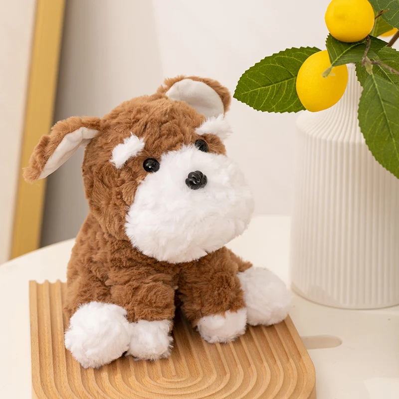 Simulation 23 cm Braun Schnauzer Hund Plüsch Spielzeug Realistische Gefüllte Flauschige Tier RealLife Haustiere Niedlichen Welpen Wohnkultur Baby Geschenke