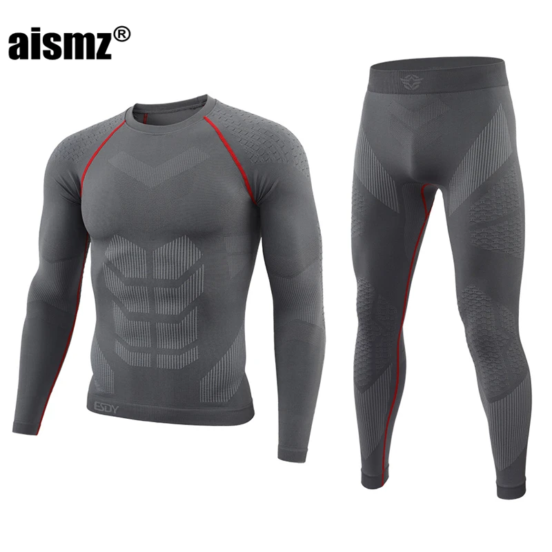 Aismz Seamless Tight Tactical Winter Thermal Underwear Men Sportswear Function Breathable Training Cycling Thermo Long Johns