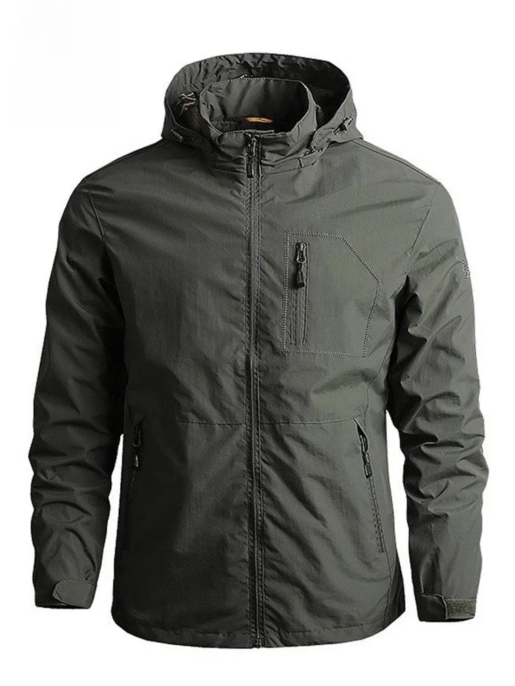 

Spring Autumn Men's Casual Sports Jaet Thin Flight Windbreaker Coat Large Size Polyester Fabric Breathable Zipper Closure