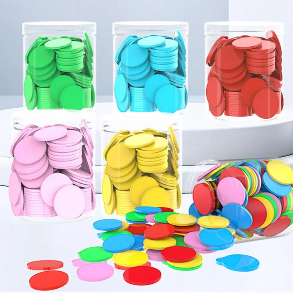 100pcs Plastic Counting Chips Colored Round Board Games Tokens Counting Toy Addition Subtraction Operation Poker Chips