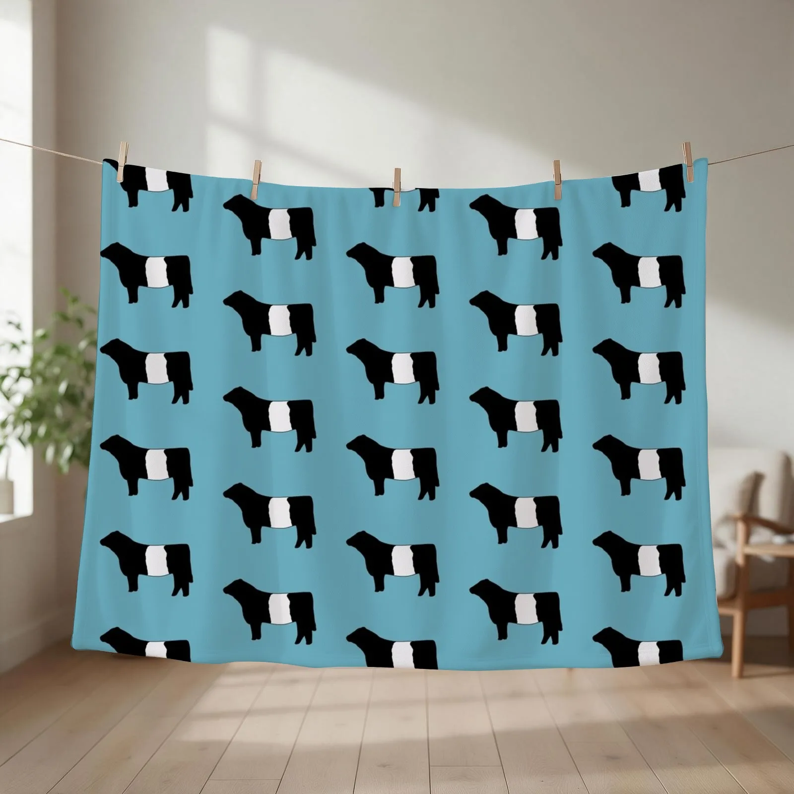 Belted Galloway Cow Throw Blanket couch cozy soft plush fuzzy picnic outdoor blanket