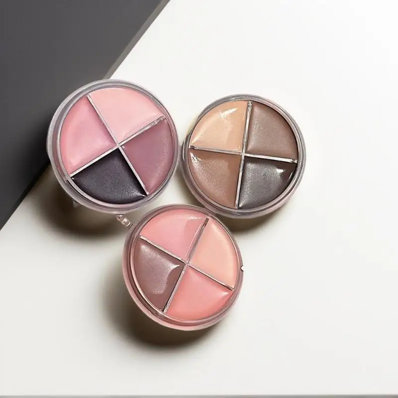 Cappuvini 4-Farben Matte Samt-Lidschatten-Palette Eyeliner Lidschatten Highlighter Kontur-Palette Augen-Make-up Niedliche Schönheitskosmetik