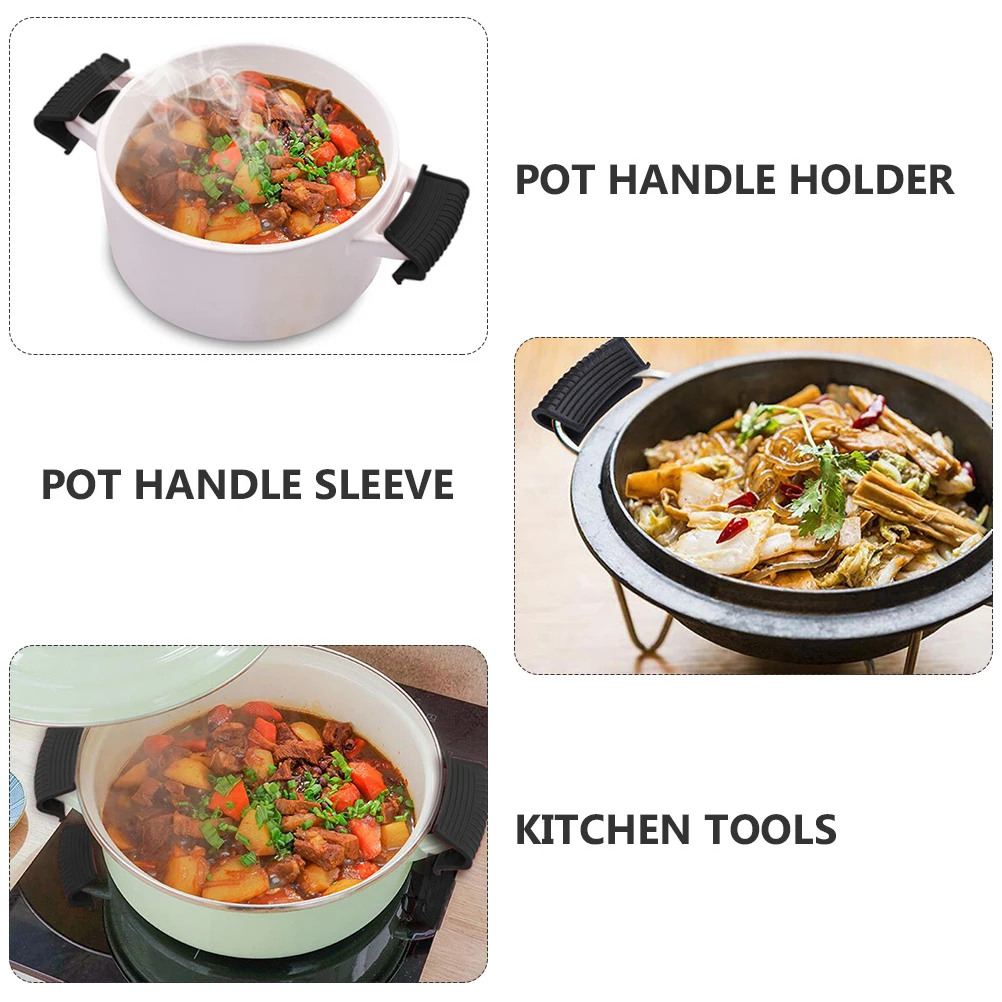 

3Pcs Silicone Pot Handle Sleeve Heat Insulation Covers Anti-Scald Oven Pan Holder Non-Slip Grip Kitchen Supplies