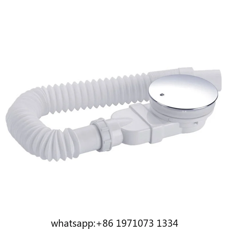 T02C!-Low Profile Shower Drain Chrome Plated ABS Shower Tray Siphon Slim Odor Prevention Drain Trap Side Drain