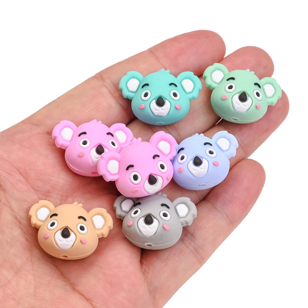 6 個のカラフルなシリコーンビーズリトルベア型ビーズ食品グレードのシリコーンビーズ Diy のためのユニークなおしゃぶりチェーンジュエリーアクセサリー