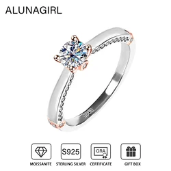 0.5CT D Color VVS1 Real Moissanite Ring For Women S925 Sterling Silver Plated 18K White Gold Sparkling Diamond Finger Rings Gift