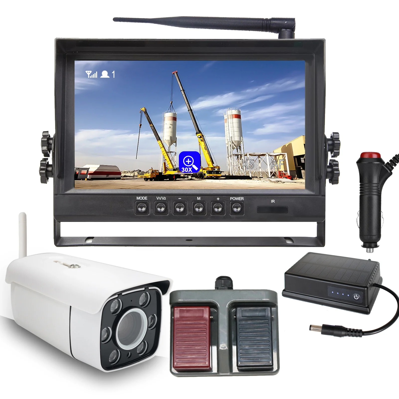 IPoster Caravan 9in HD IPS Screen DVR Monitor Wireless Camera 30x Zoom 2mp Backup Rear High-Speed Observation For Tower Crane