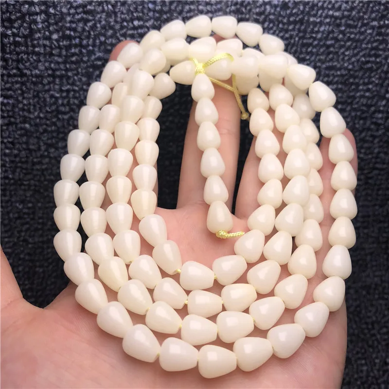 Factory Supply White Corypha Umbraculifea Bracelet108White Jade Bodhi Root Bracelet Drop Shape Bodhi Seed One Piece Dropshipping