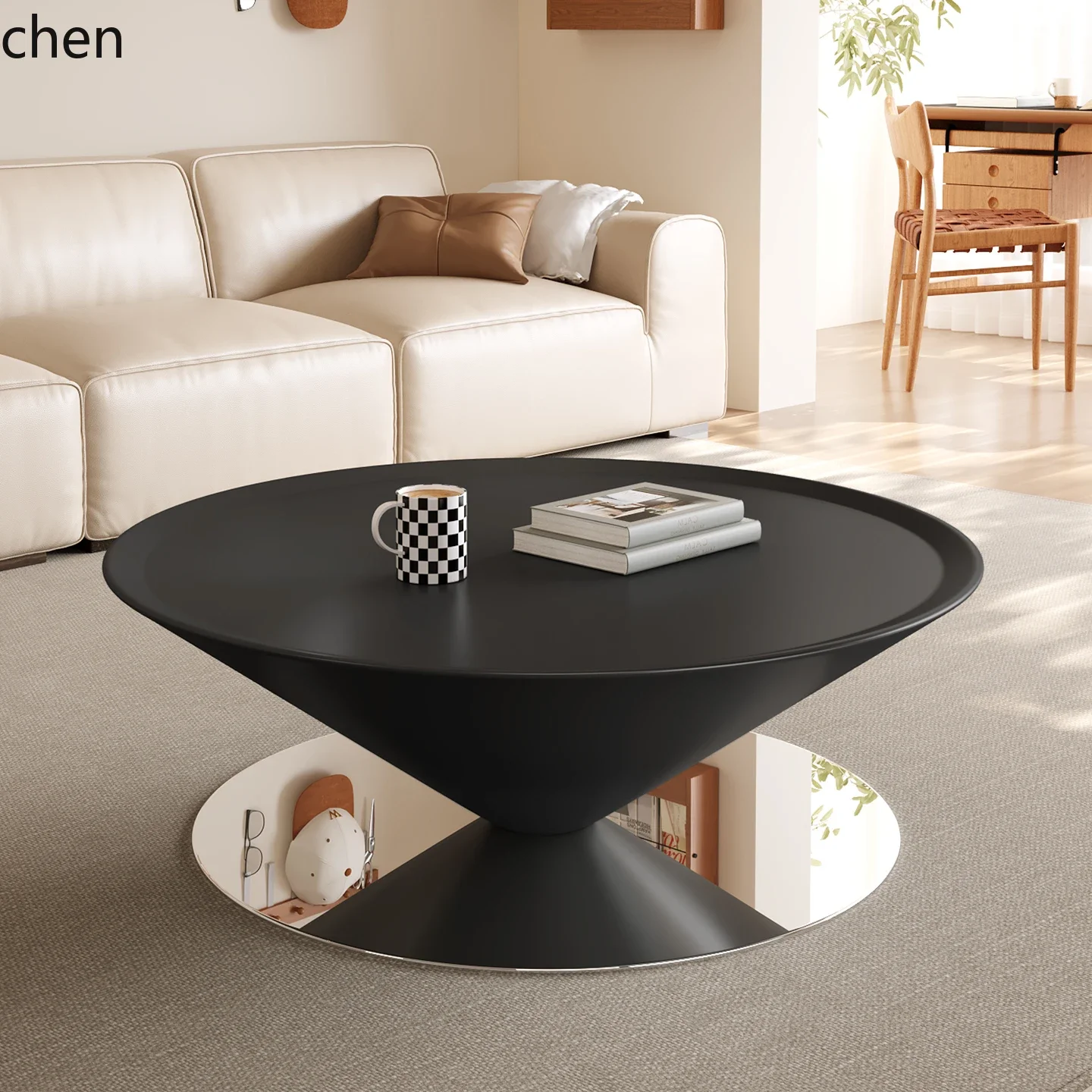 Mesa de centro suspensa H5.26, estilo disco voador, para sala de estar, apartamento pequeno, minimalista, criativa, redonda.