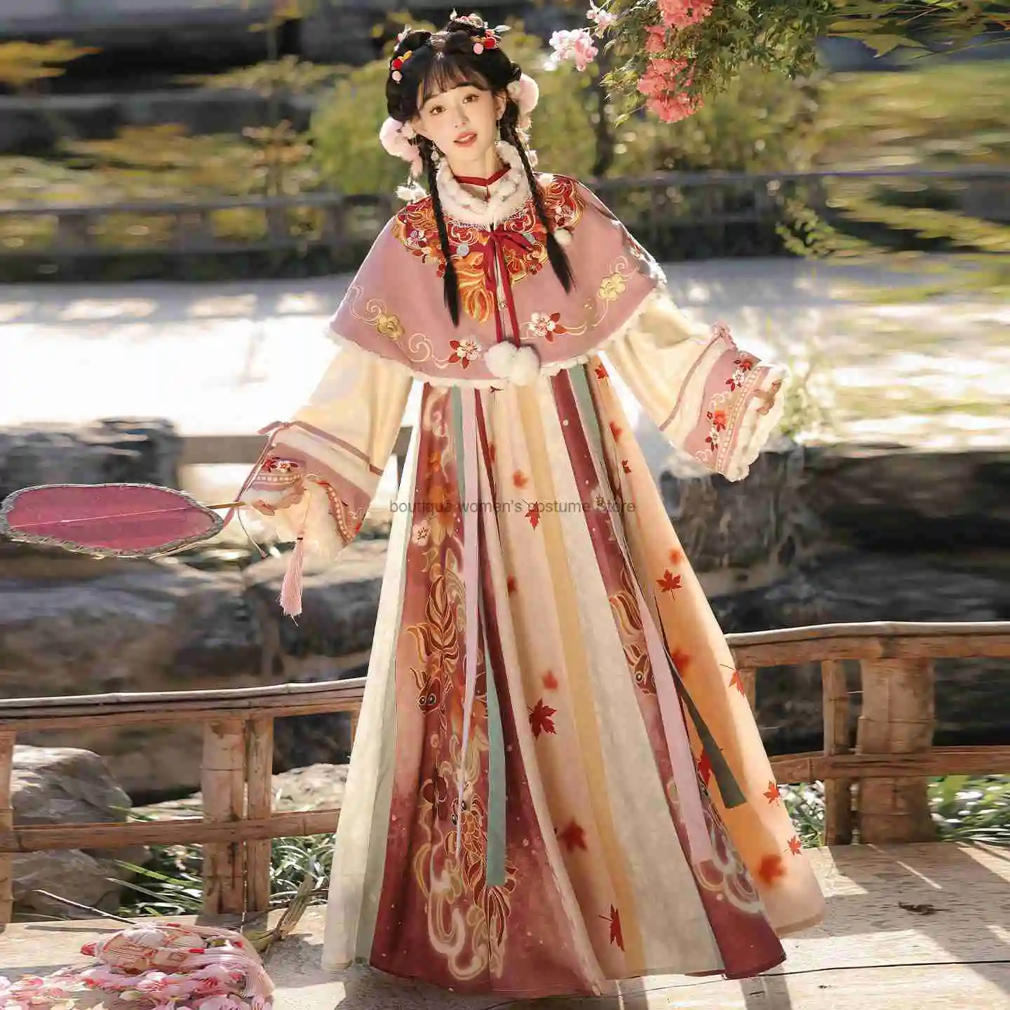 

Luo Zhu Joyful Years Dress Tang Dynasty Style Hanfu For Women 2025 New Winter Thickened Cloak New Year Outfit Set