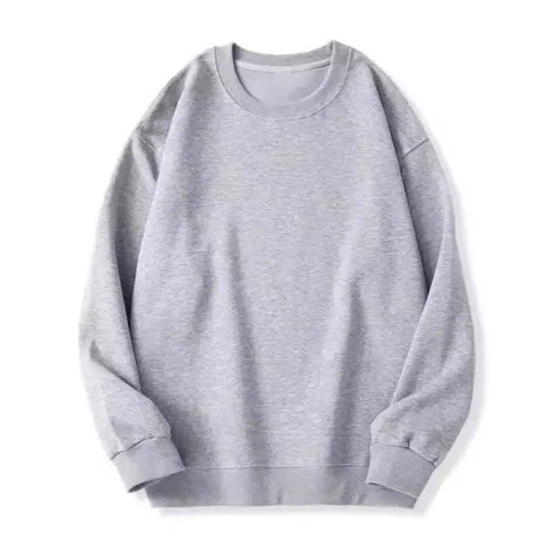 เสื้อสเวตเตอร์คอกลมพรีเมี่ยมสำหรับทุกเพศเสื้อสวมหัวสีทึบเรียบง่ายคลาสสิกแขนยาวลำลองชุดลำลองสไตล์สตรีทเอสเซนเชียล