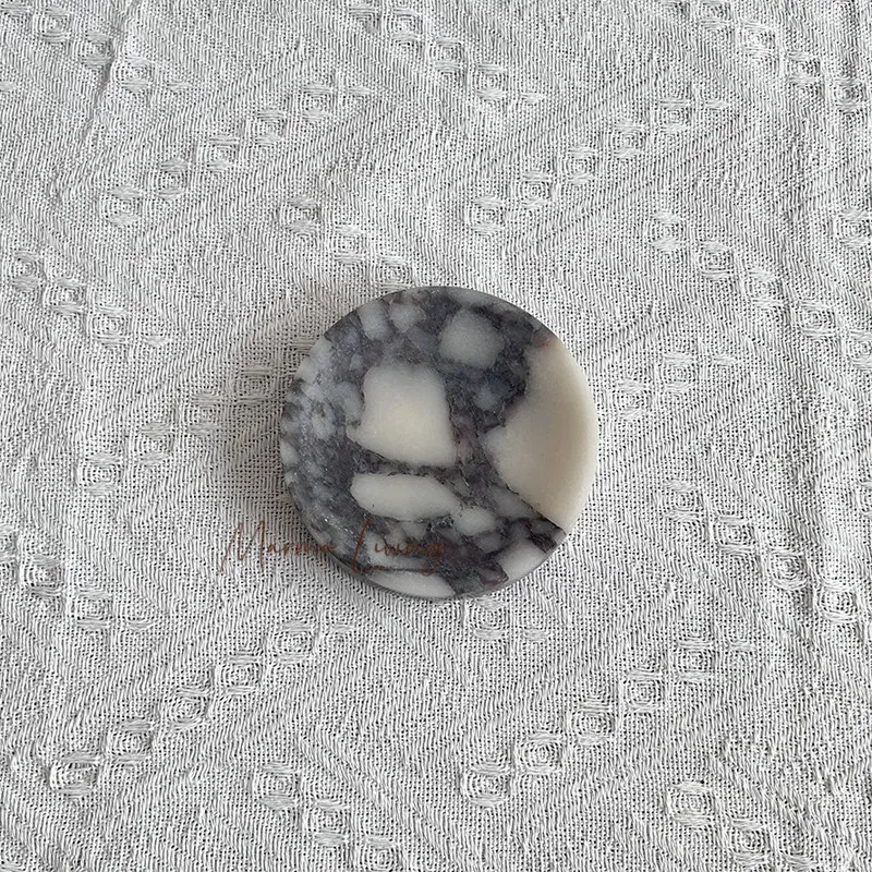 Italy Calacatta Violet Mini Marble Jewelry Tray Stone Round Coaster Round Decorative Stone Dish for Desktop Organizer - view 5