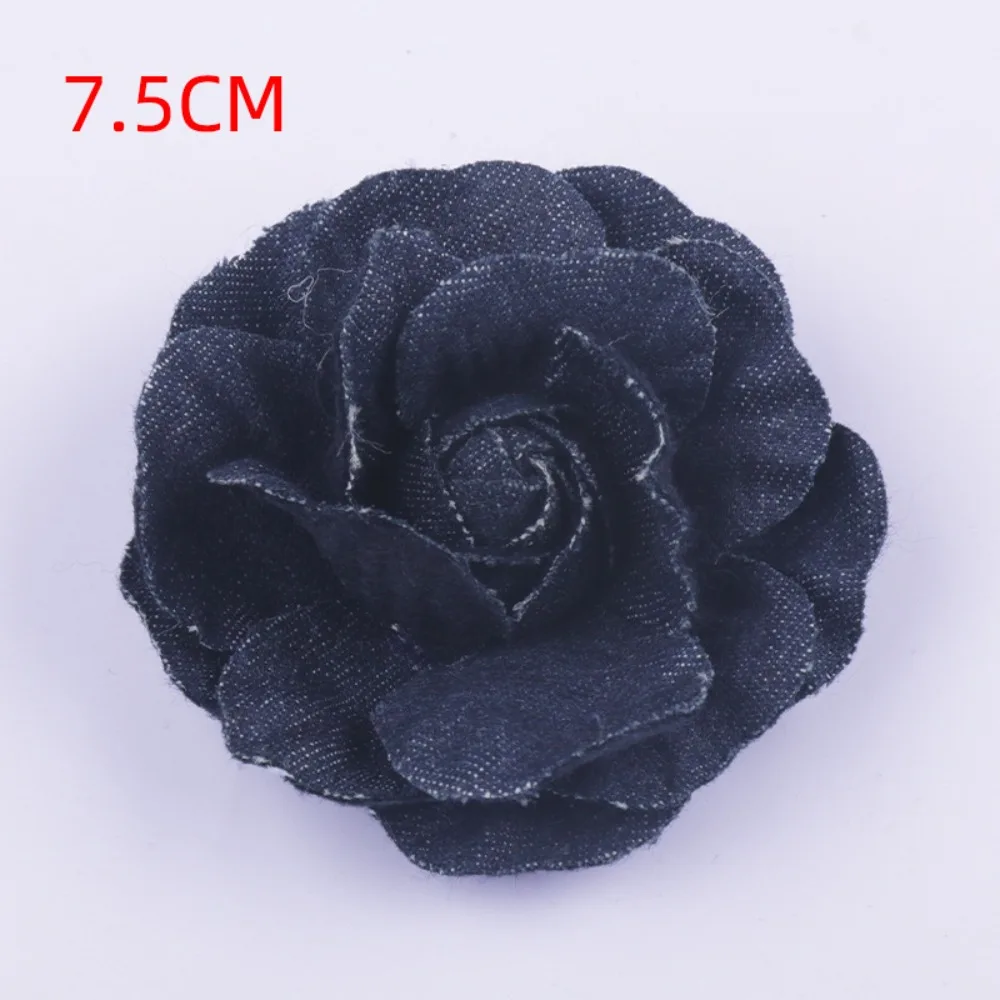 Denim Tecido Artificial Flores, DIY Scrapbooking, Flower Headwear, Roupas Roupas, Moda