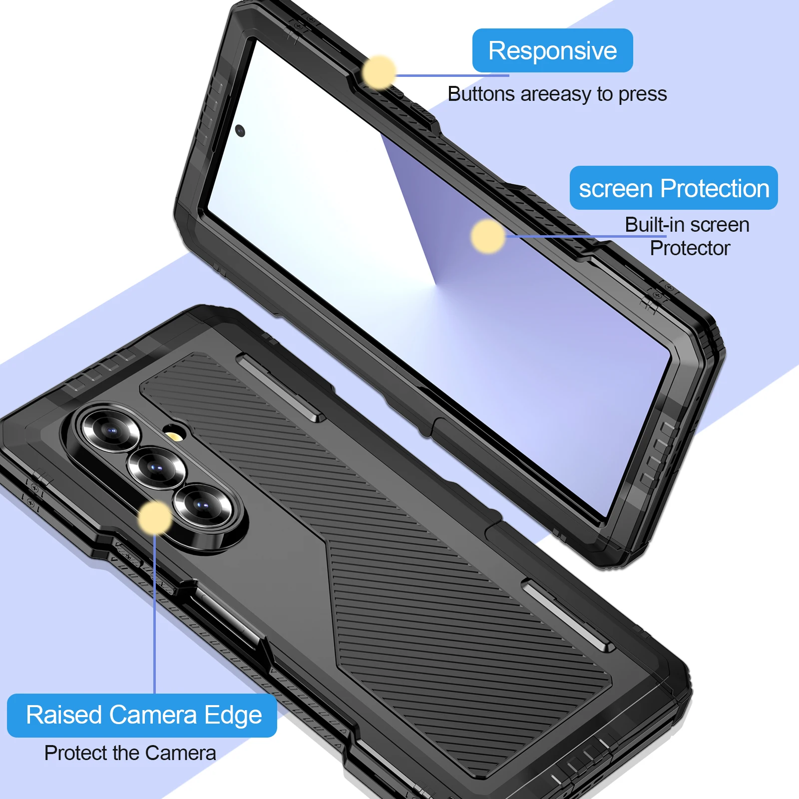Wytrzymałe etui Super Armor do Samsung Galaxy Z Fold7, 8, 6, 5, 4 – silikonowe, z elementami z aluminium, zapewniające pełną ochronę, z funkcją składanej podstawki, odporne na wstrząsy. — zdjęcie produktu 4