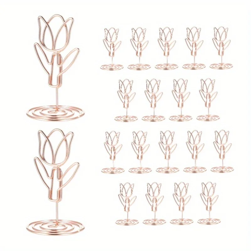 6 قطعة حامل رقم الجدول مقاطع الصور توليب على شكل علامة حامل بطاقة الاسم لقطع مركزية حفل زفاف عيد ميلاد ديكور المنزل #4