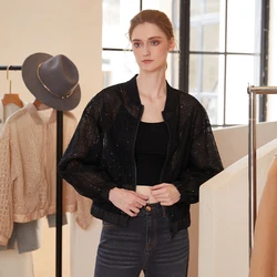 K1673W High-quality luxury women's Clothing silk semi-sheer long-sleeved shirt blouse