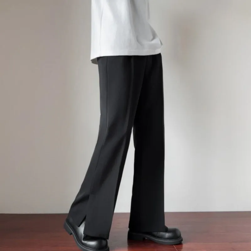 Pantalones de traje ajustados para hombre, pantalón informal, holgado, recto, Formal, para oficina, color marrón y negro, estilo coreano, Social,