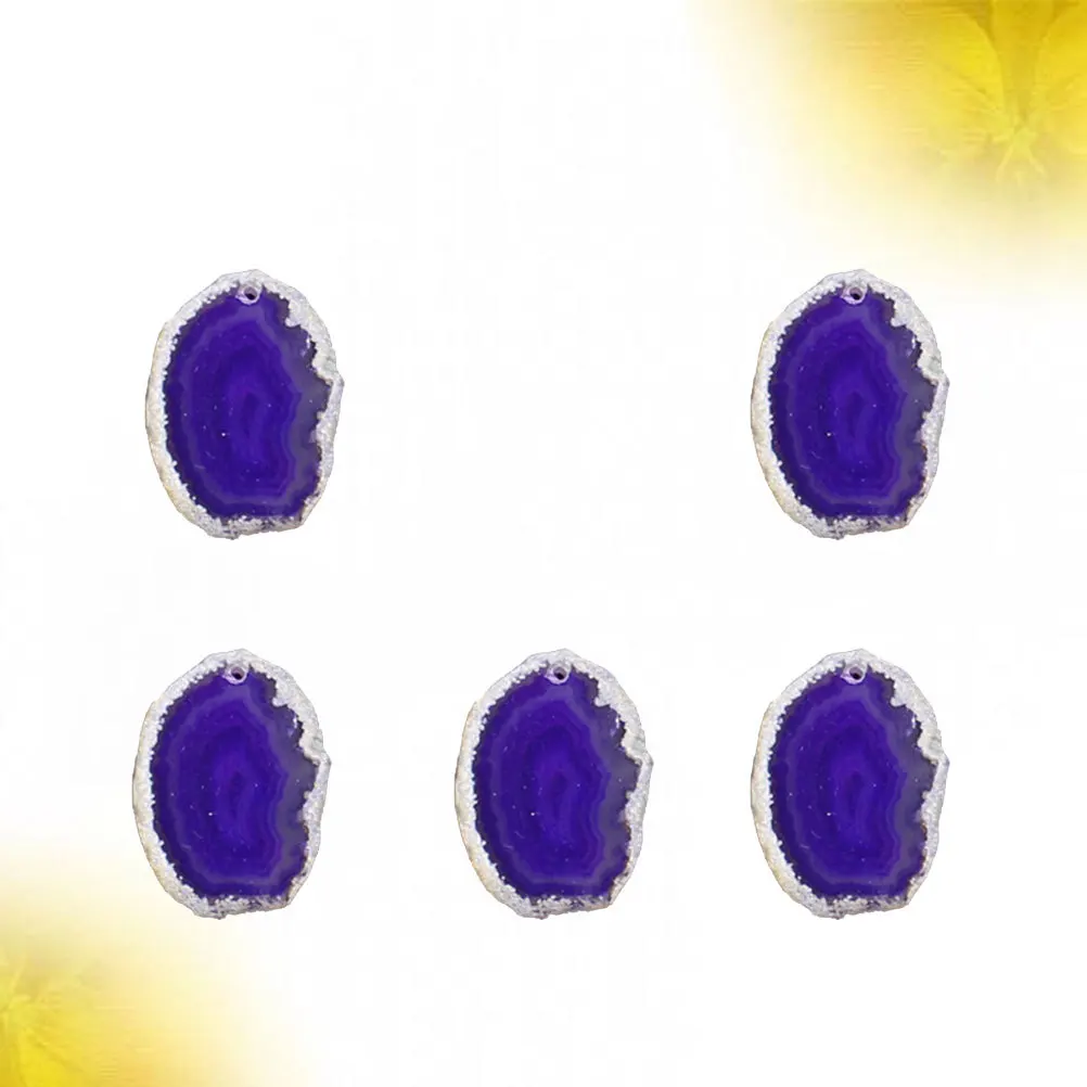 

5Pcs Agate Stone Slice Pendants Purple 40-55mm Irregular Shape Plating Brim DIY Jewelry Charms for Necklaces Bracelets Earrings