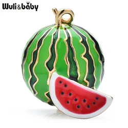 Wuli&baby Cute Watermelon Brooches For Women Unisex Enamel Beautiful Tasty Fruits Party Brooch Causal Brooch Pins Gifts