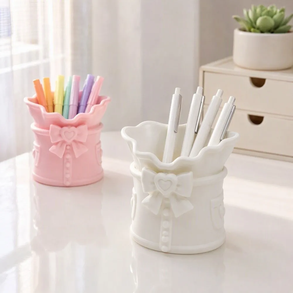 Ornament Bowknot Pen Holder Simulation Bow Dress Model Funny 3D Printed Pen Stand Stable PLA Plastic Desktop Organizer