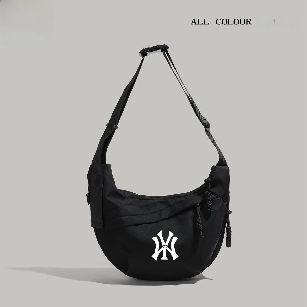 NY&NB Trendy Brand Collaborative Student Sports Single Shoulder Bag Casual Canvas Material Zipper Closure Soft Nylon Fabric