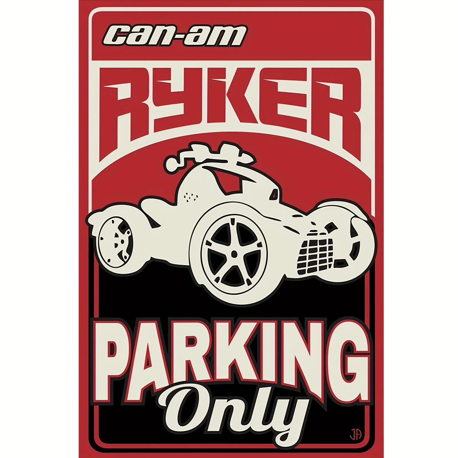 Vintage Can-Am Ryker Parking Only Metal Sign, , Iron Wall Plaque - Retro White & Red Motorcycle Design, for Bar, Garage,
