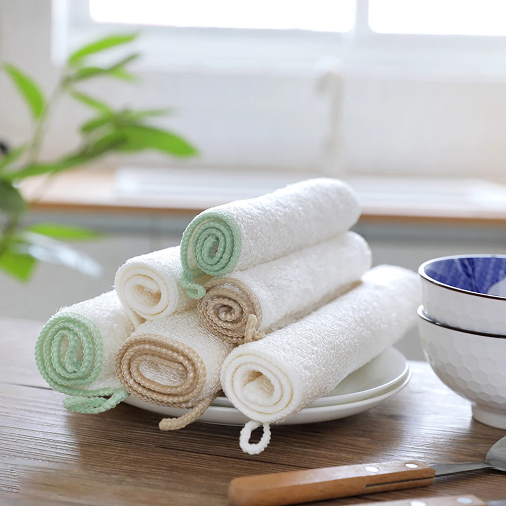

3pcs Bamboo Fiber Dishcloth 18X23Cm Soft Absorbent Cleaning Cloth For Kitchen Home Restaurant Water Absorption Scrub Wipe Tool