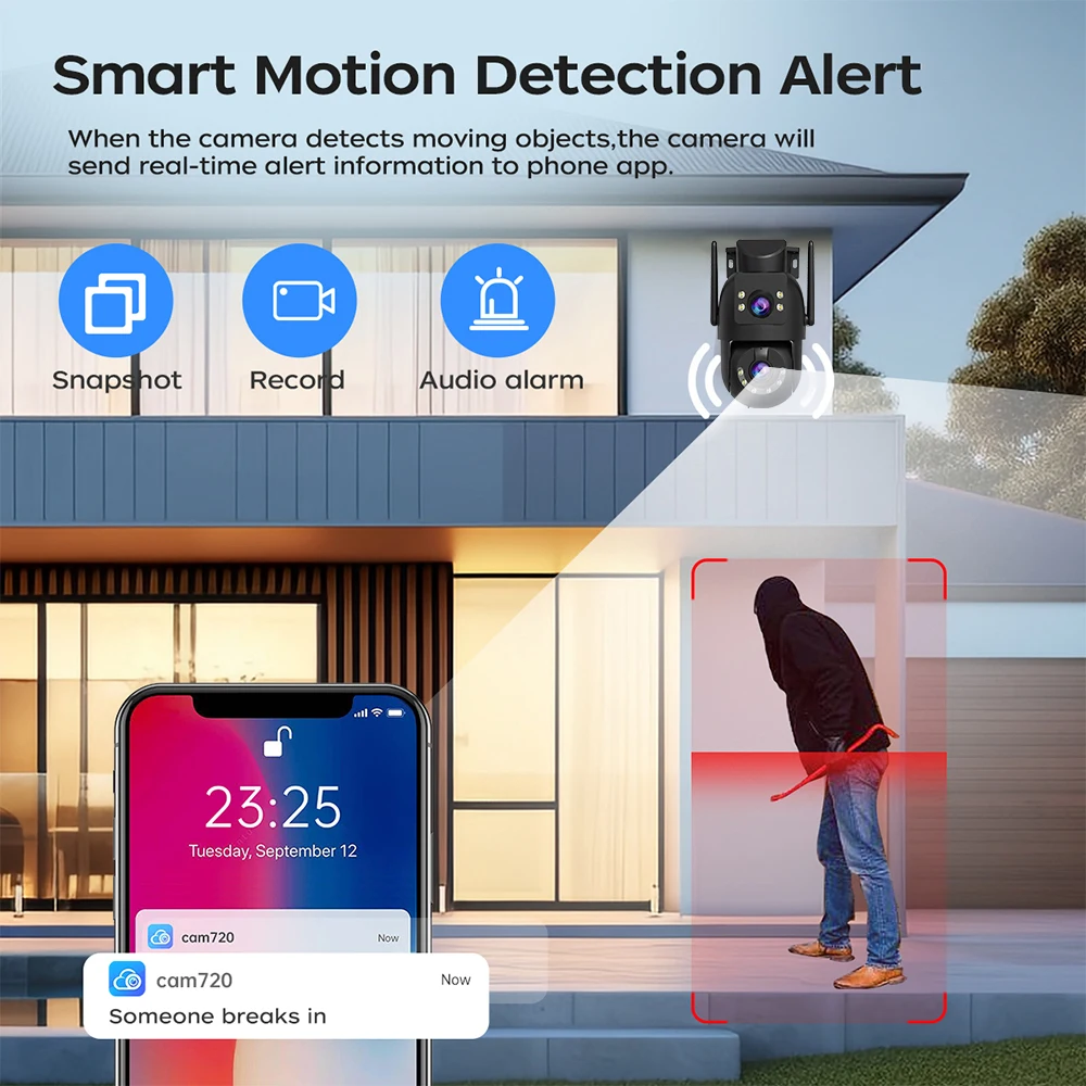 Jooah 4K 8MP Outdoor Surveillance Camera Dual Lens 5G Wifi IP Camera HD Full Color Night Vision CCTV Video Home Security Cameras