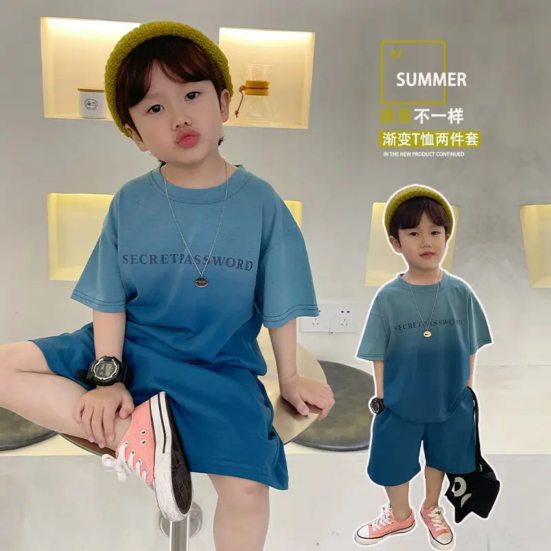 

Boys' Suit Summer 2023 New Children's Short-Sleeved Shorts Casual Two-Piece Suit Clothes Boys' Sportswear