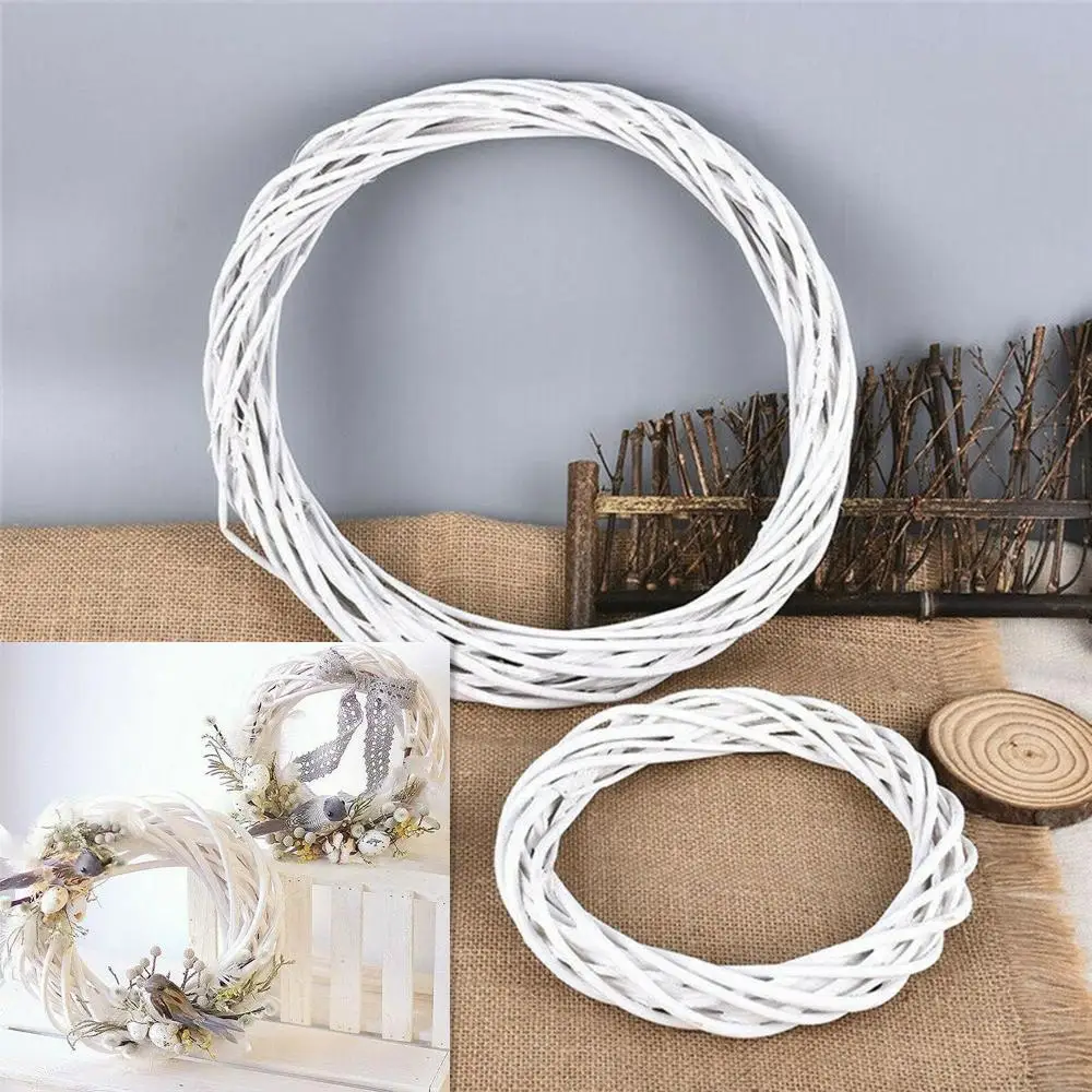 10-30CM White Wreath Garland Hanging Vine Ring Christmas Rattan Ring DIY Craft Xmas Ornaments Xmas Party Decorations